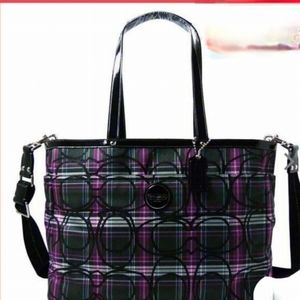 COACH Signature Tartan Tote/Diaper Bag